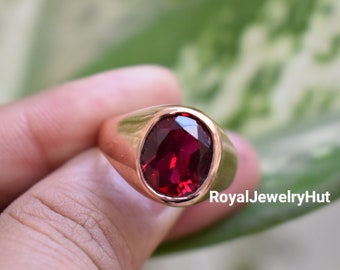 Ruby Ring, Mens Ring, Women Ring, 925 Solid Sterling Silver Ring, 22k Gold fill, Birthstone Ring, Red Ruby Ring, Gemstone Ring, Gift Ring