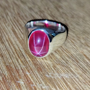 Ruby Star Ring, Signet Ring for Men Women, 925 Solid Sterling Silver Ring, 22k Gold fill, Ruby Ring, Mens Ruby Ring, Gift Ring