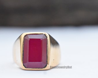 NATURAL AFRICAN RED RUBY IN STERLING SILVER SIGNET RING FATHER'S DAY 1.50 ct NATURAL AFRICAN RED RUBY IN STERLING SILVER SIGNET RING FATHER'S DAY 1.50 ct