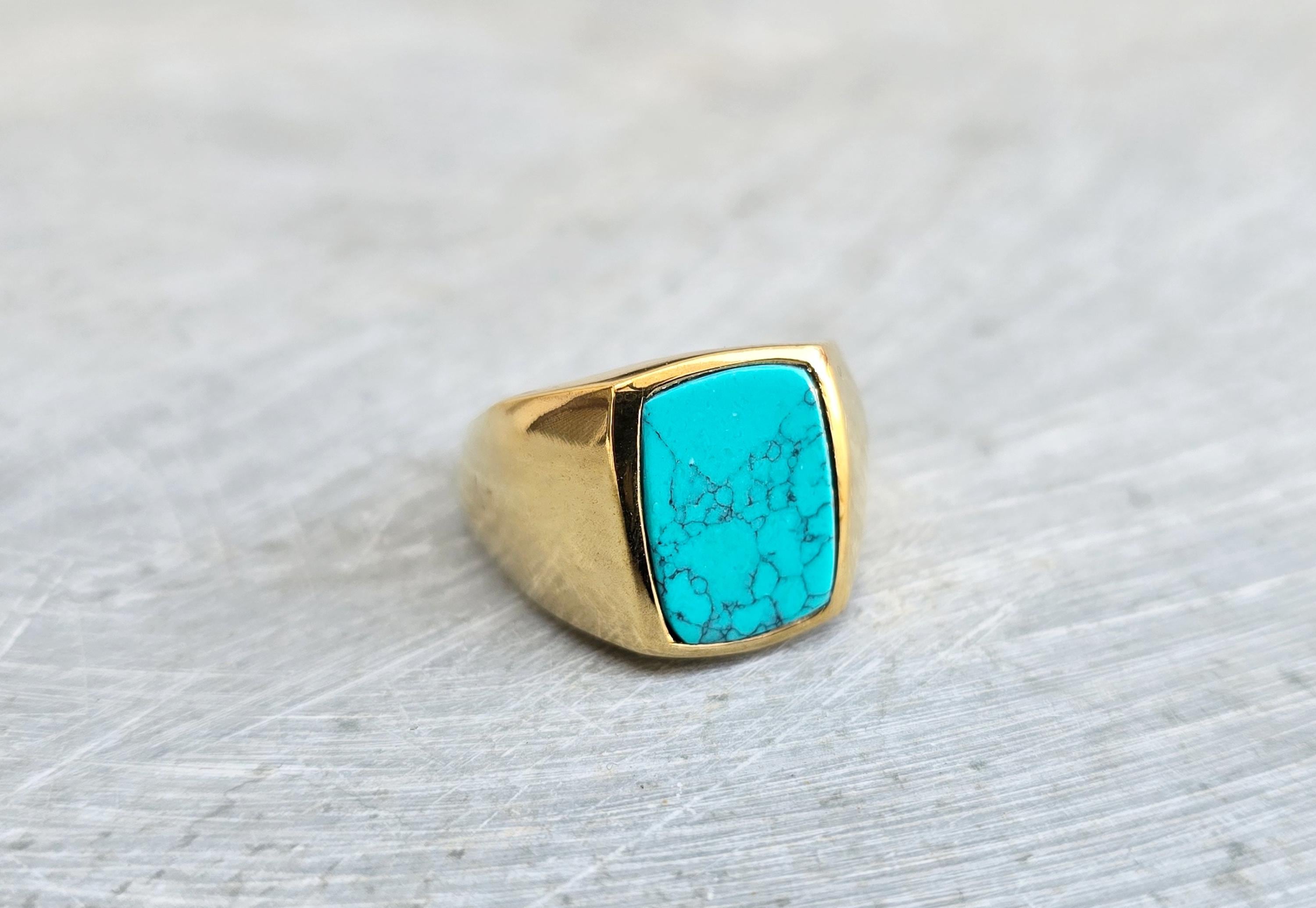 アクセサリー SAAD Turquoise Signet Ring 925 Turquoise Signet Ring, 925 Solid Sterling Silver, Handmade