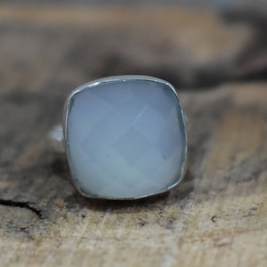 Natural Amazing Aqua Chalcedony 925 Sterling Silver Ring, Rose Gold Ring, 22k Gold Fill Ring, Natural Stone Aqua Ring, Valentine&#39;s Day Gift