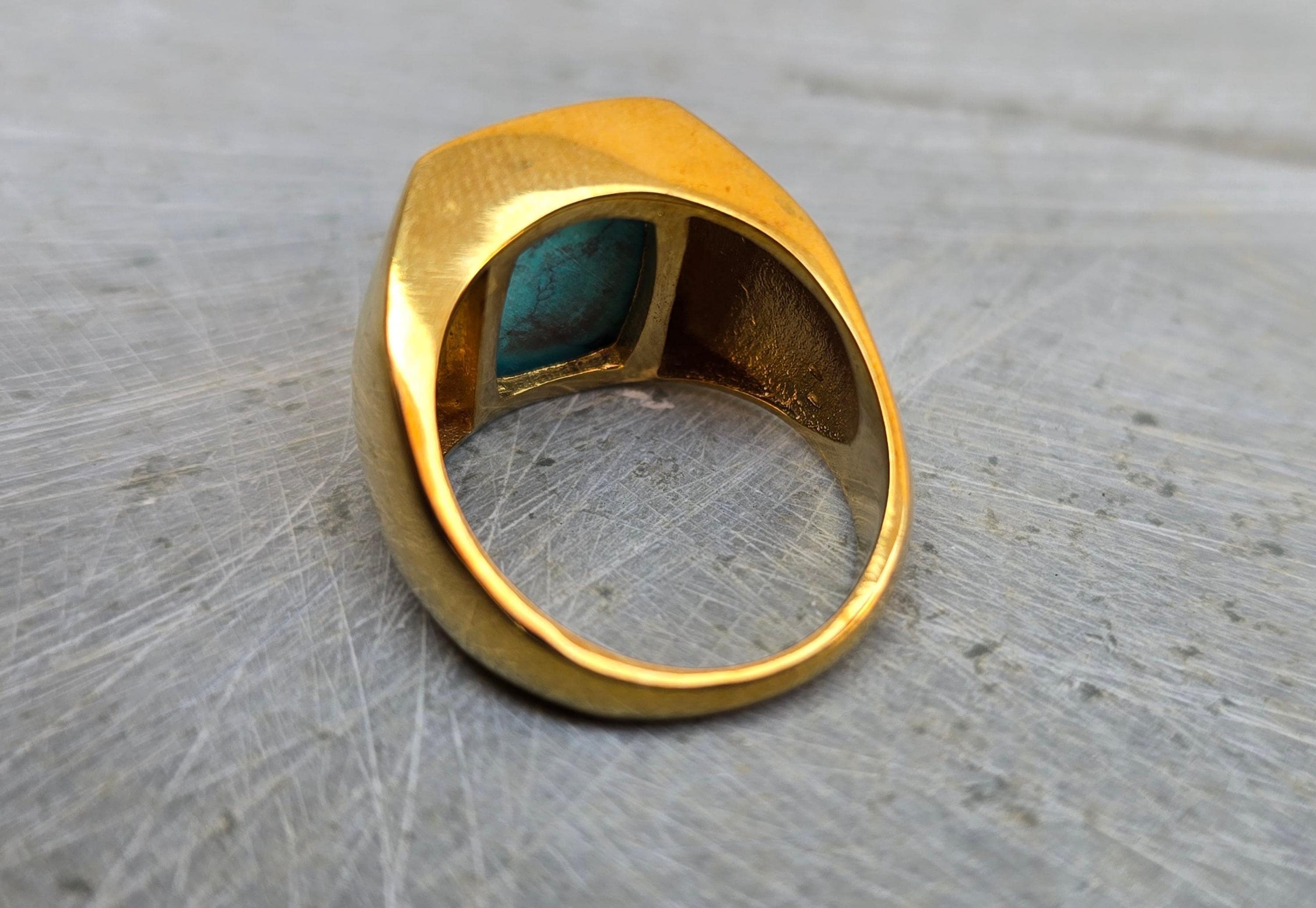 Turquoise Signet Ring, 925 Solid Sterling Silver, Handmade