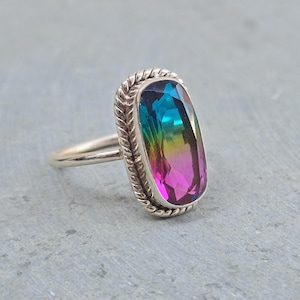Watermelon Tourmaline Ring - 925 Sterling Silver Ring, Handmade Gemstone Ring, Watermelon Quartz Ring, Christmas Gift, Tourmaline Jewelry