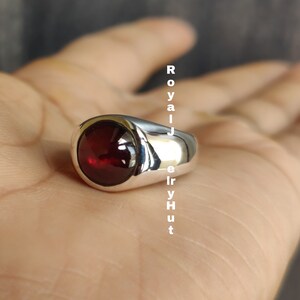Natural Garnet Ring, Bohemian Signet Ring, 925 Solid Sterling Silver ...