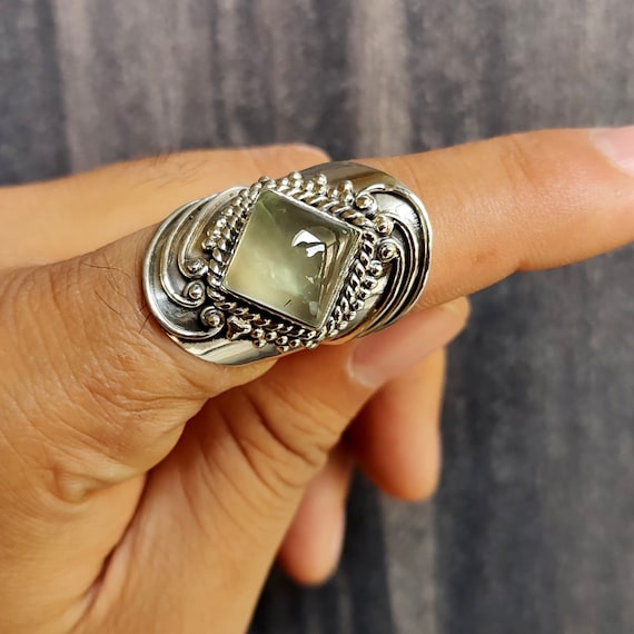 Buy Green Prehnite 925 Sterling Silver Ring for Her, Stone of 