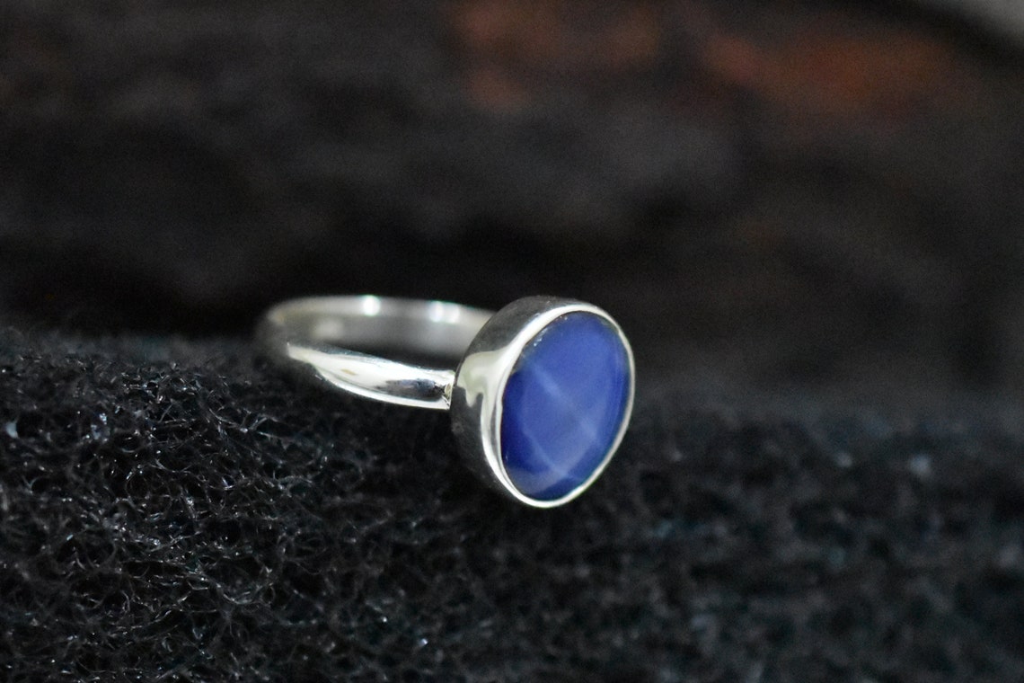 Blue Sapphire Star Ring 925 Solid Sterling Silver Ring | Etsy