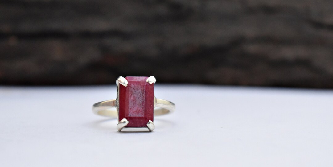 Red Ruby Jewelry Natural Red Ruby Ring, Engagement Ring, Stacking Ring, Birthstone Ring ...