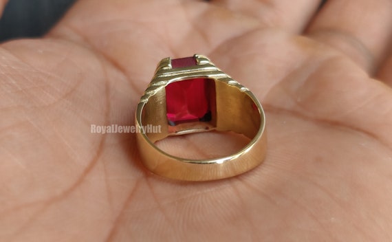 Vintage rose pink 14k 585 gold Men's ruby signet ring vsc012