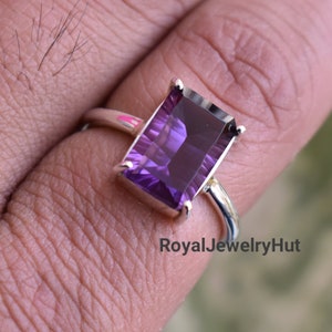 Cushion Quartz Amethyst 925 Sterling Silver Women Ring | Personalized Ring | Women's Amethyst Jewellery | Minimalist Ring | Modern Style