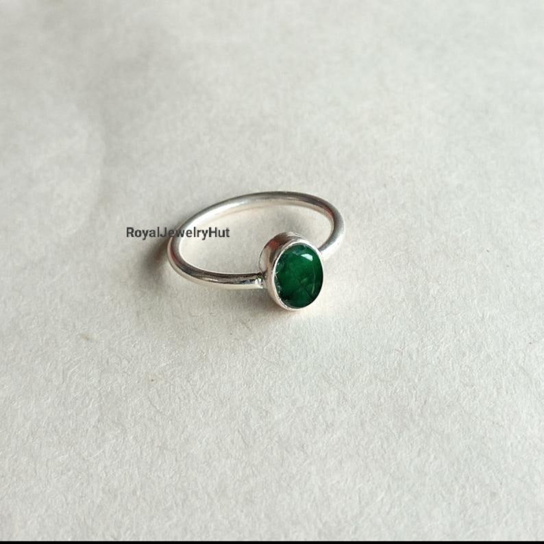 Oval Shape Stone Gift Ring Gemstone Ring 22k Gold fill Natural Emerald Ring 925 Solid Sterling Silver Ring Handmade Ring