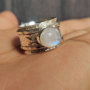 Moonstone Ring, Spinner Ring, Moonstone Spinner Ring, 925 Solid Sterling Silver Ring, Anxiety Ring, Handmade Ring, Women Ring, Gift Ring