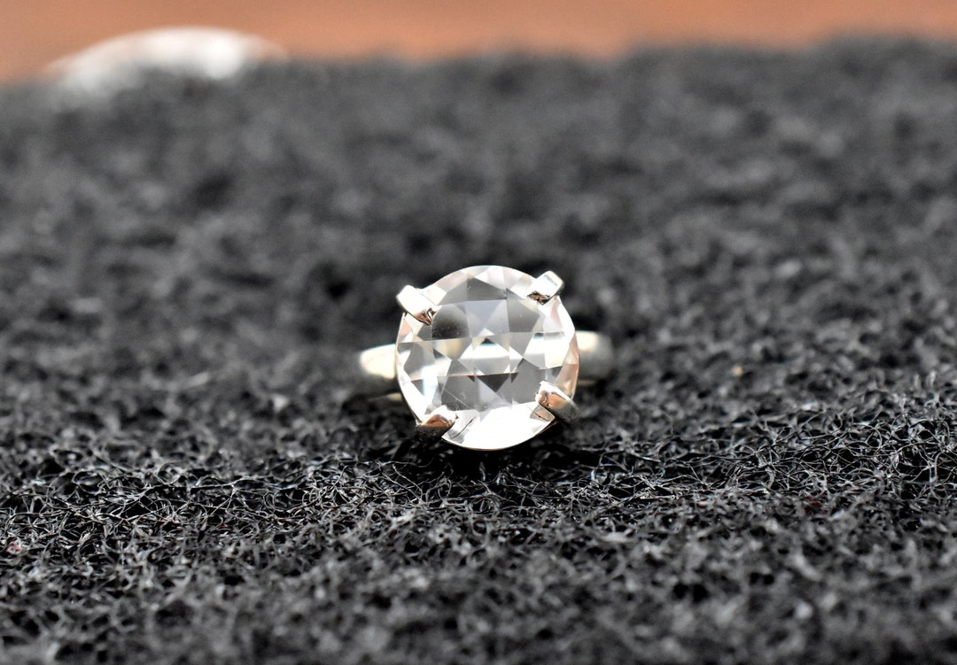 Clear Quartz Ring, Gemstone Ring, Crystal Quartz Ring, Sterling Silver ...