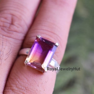 Ametrine Ring, Women Ring, 925 Solid Sterling Silver Ring, 22k Gold fill, Ametrine Quartz Ring, Gemstone Ring, Promise Ring, Gift Ring