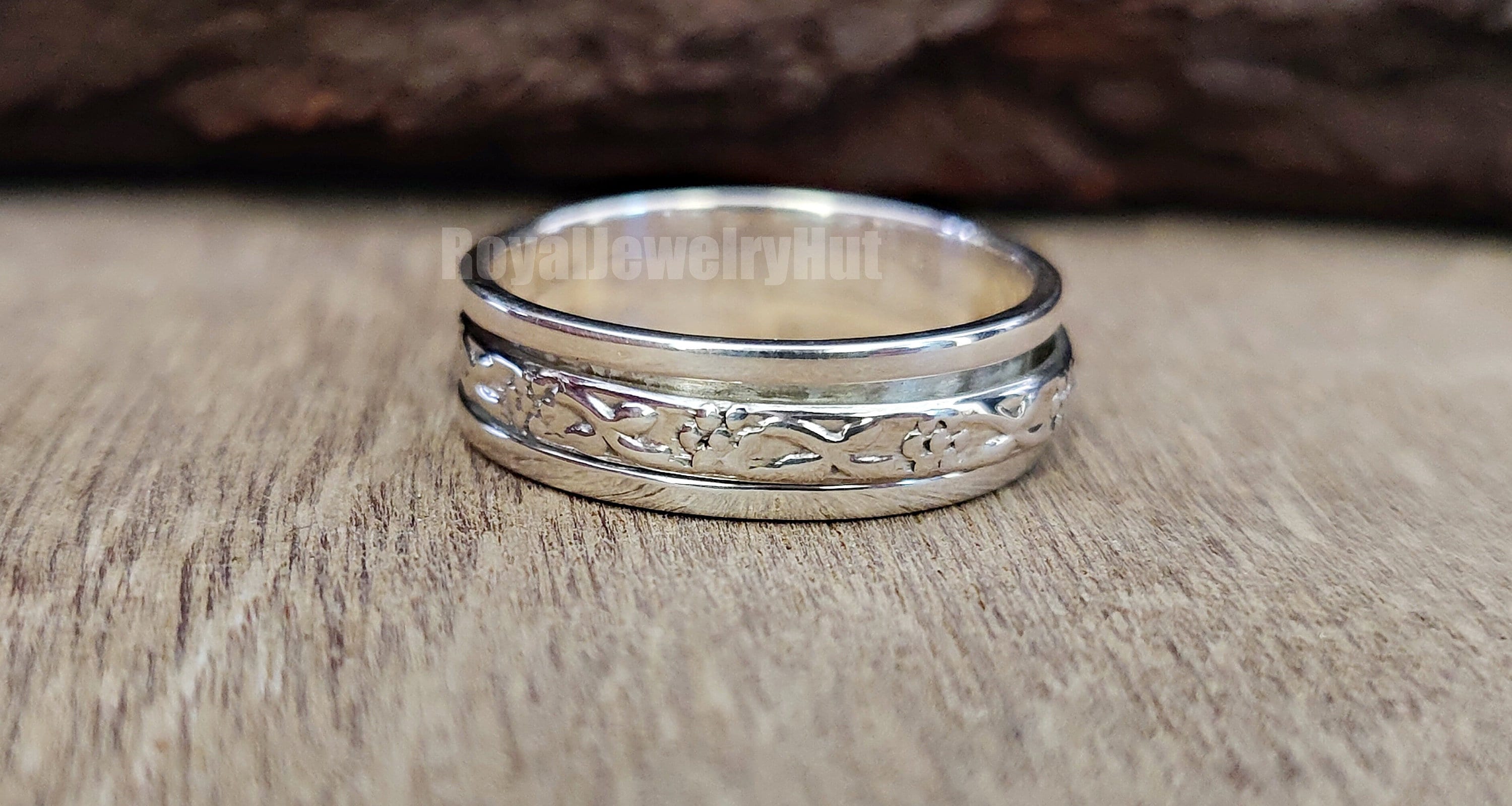 Flower 925 Silver Plated Meditation Spinner Ring US Size 11.75 R-16382