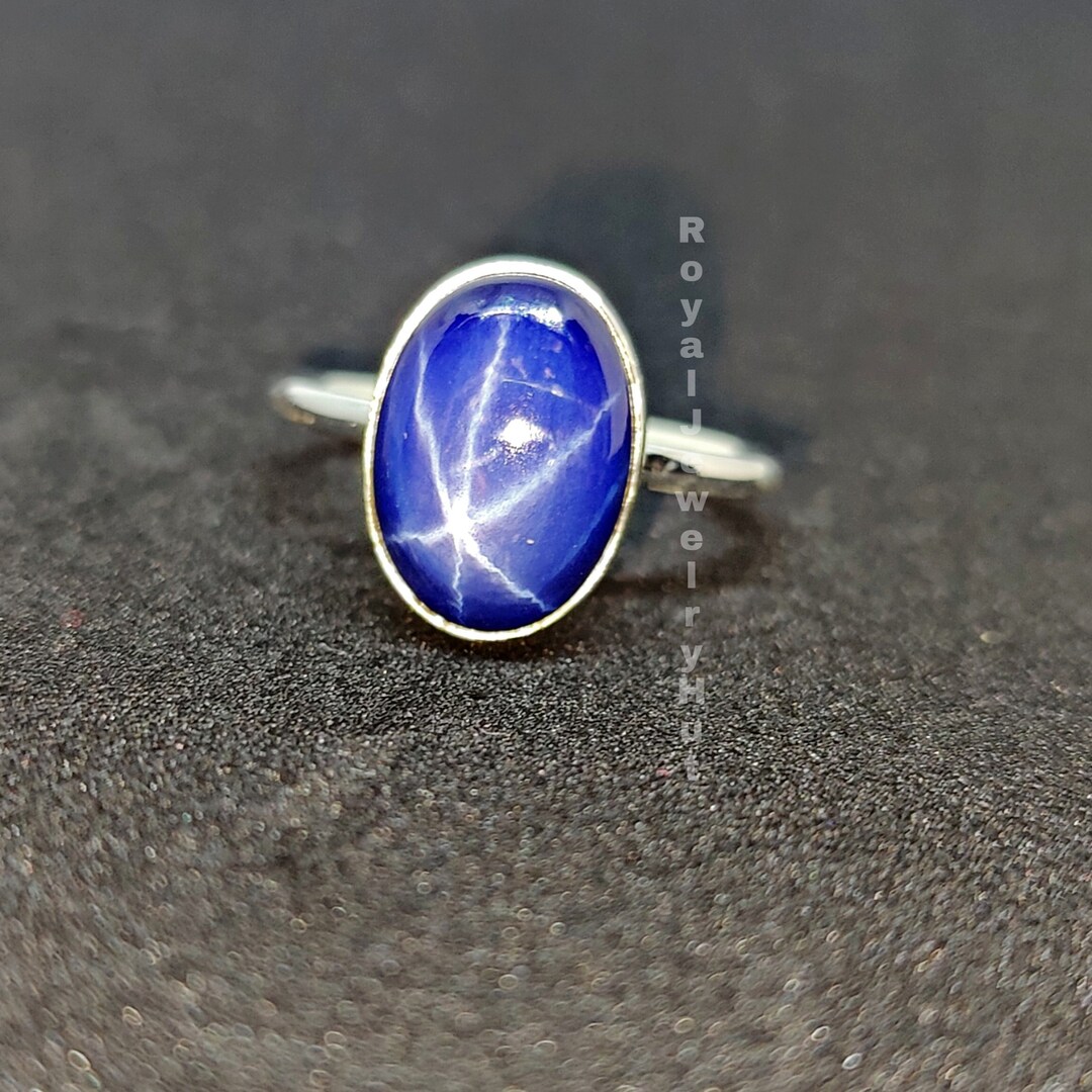 スターサファイアリング、女性用リング、925ソリッドスターリング