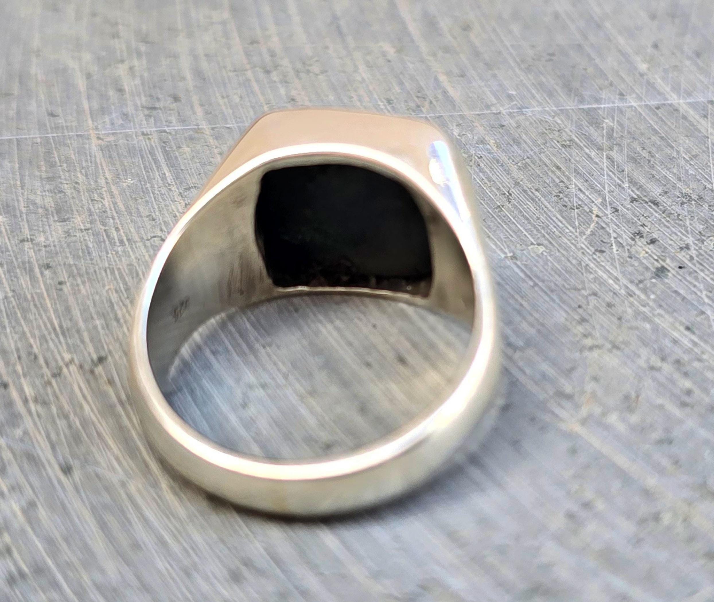 Mens Signet Ring, Bloodstone Ring, 925 Solid Sterling Silver