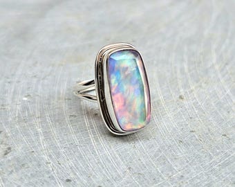 Handmade Sterling Silver Aura Opal Quartz Ring: Women's Jewelry