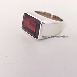 Mens Garnet Ring, Women Signet Ring, 925 Solid Sterling Silver Ring ...