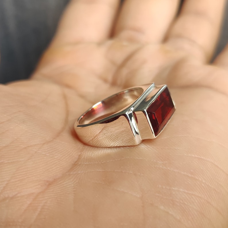 Handmade Garnet Signet Ring: 925 Sterling Silver Statement Jewelry - Etsy