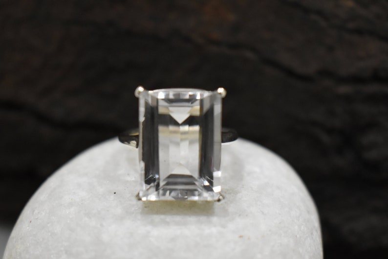 Clear Quartz Ring 925 Solid Sterling Silver Ring Crystal Etsy