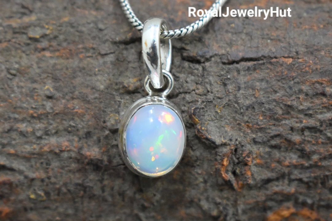Buy Opal Pendant, White Opal Necklace, Sterling Silver Pendant