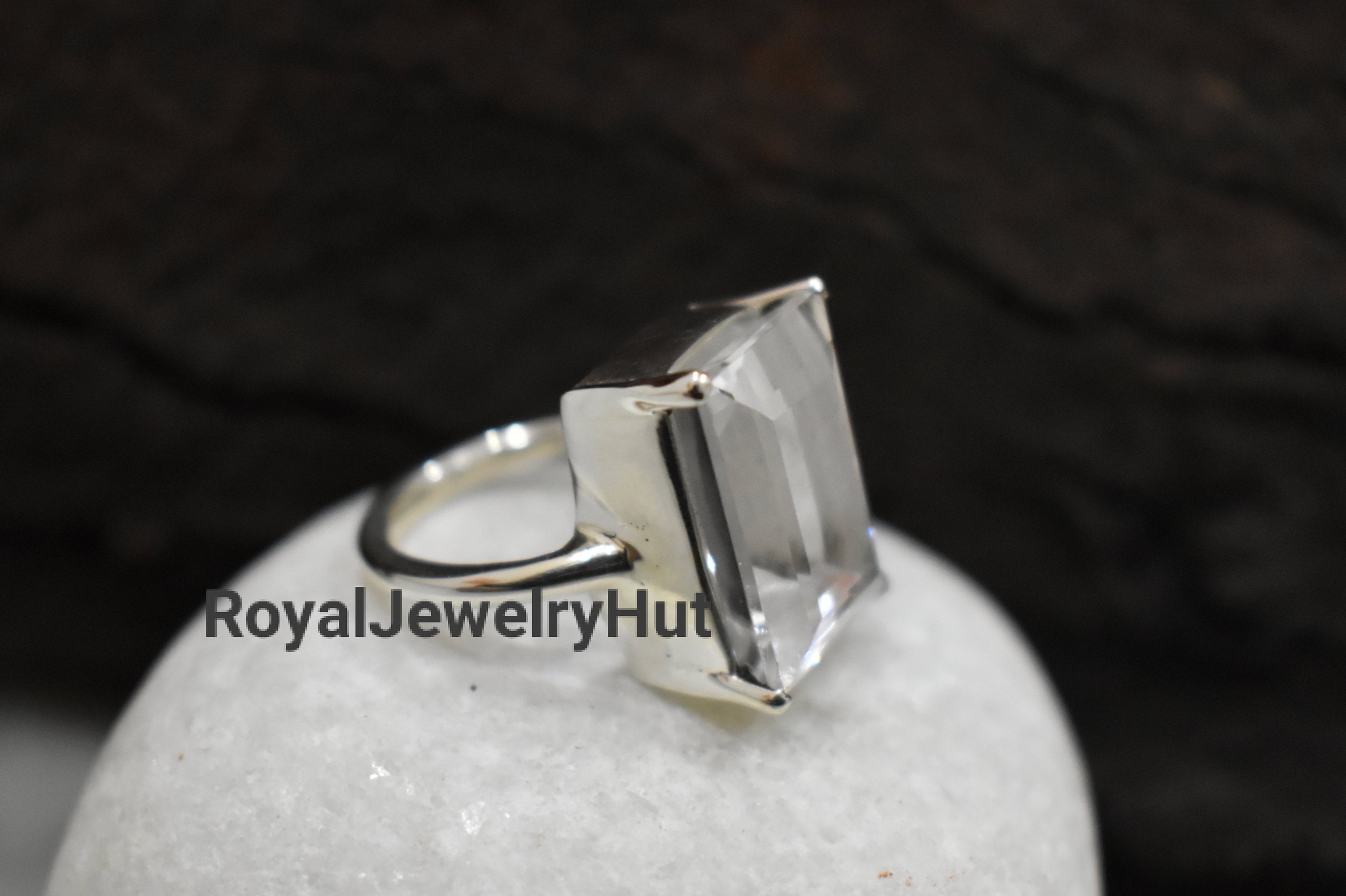 Clear Quartz Ring 925 Solid Sterling Silver Ring Crystal Etsy