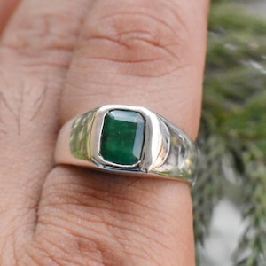 Emerald Mens Ring, Natural Gemstone Ring, Handmade Ring, 925 Solid Sterling Silver Ring, 22k Gold fill Ring, Rose Gold, Mens Ring, Gift Ring