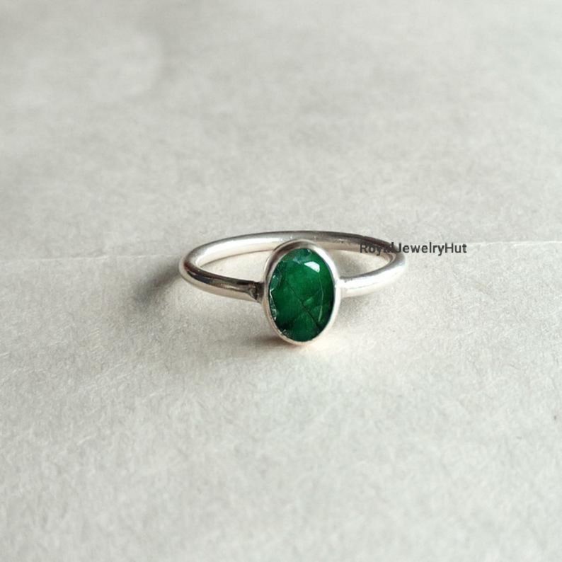 Oval Shape Stone Gift Ring Gemstone Ring 22k Gold fill Natural Emerald Ring 925 Solid Sterling Silver Ring Handmade Ring