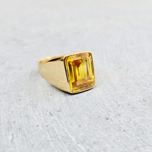Mens Citrine Ring, Rings for Men, Women Ring, 925 Solid Sterling Silver Ring, 22k Gold fill, Signet Ring, Gift Ring for Partner