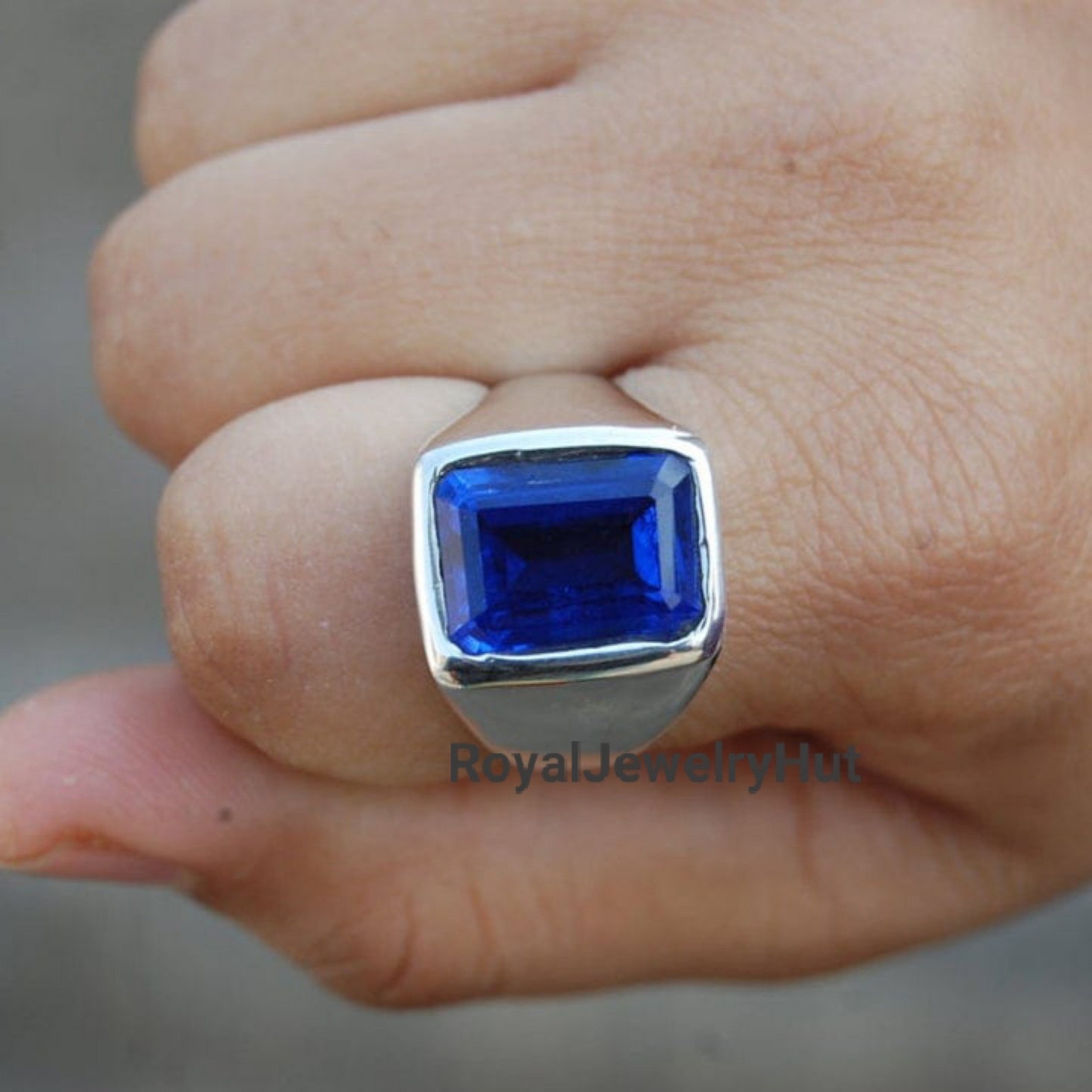 Tanzanite Mens Ring 925 Solid Sterling Silver Ring 22k Gold Etsy