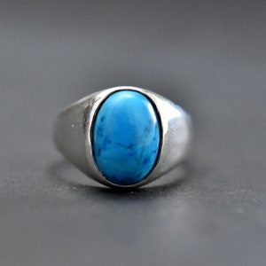 Natuurlijke turquoise ring Arizona, turquoise ring, edelsteenring, 925 sterlingzilveren ring, damesring, herenring, cadeauring, handgemaakte ring
