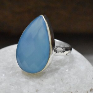 Aqua Chalcedony Ring, 925 Solid Sterling Silver Ring, Women Ring, Chalcedony Jewelry, Gemstone Ring, Handmade Ring, Gift for Girlfriend