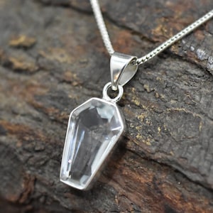 Clear Quartz Coffin Pendant, Gemstone Pendant, Crystal Quartz Pendant, Natural Quartz Pendant, 925 Solid Silver Pendant, Coffin Pendant