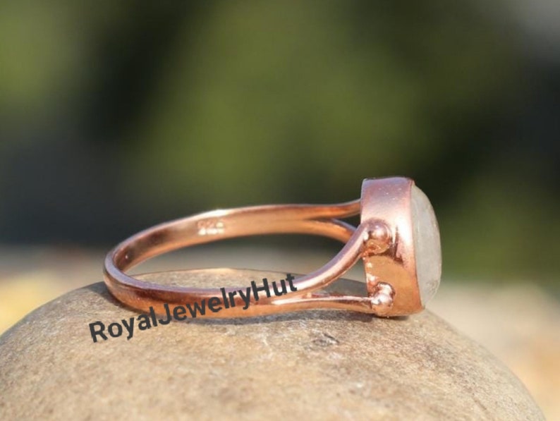 Gift for Her 925 Solid Sterling Silver Ring Natural Moonstone Ring Gemstone Ring Blue Fire Moonstone Ring 22k Gold Fill Rose Gold Ring