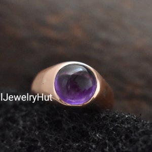 Amethyst Ring, Natural Gemstone Ring, Solid Copper Ring, 925 Solid Sterling Silver Ring, 22k Gold Fill Ring, Purple Amethyst Ring, Mens Ring