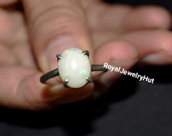 Opal Ring, Womens Ring, 925 Solid Sterling Silver Ring, 22k Gold fill, White Fire Opal Ring, Promise Ring, Gemstone Ring, Gift Ring