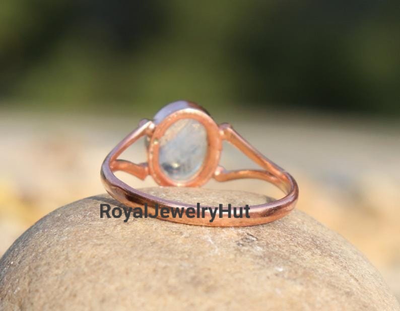 Gift for Her 925 Solid Sterling Silver Ring Natural Moonstone Ring Gemstone Ring Blue Fire Moonstone Ring 22k Gold Fill Rose Gold Ring
