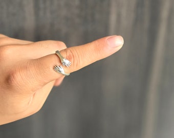 Sterling Silver Hug Ring: Adjustable Love Ring