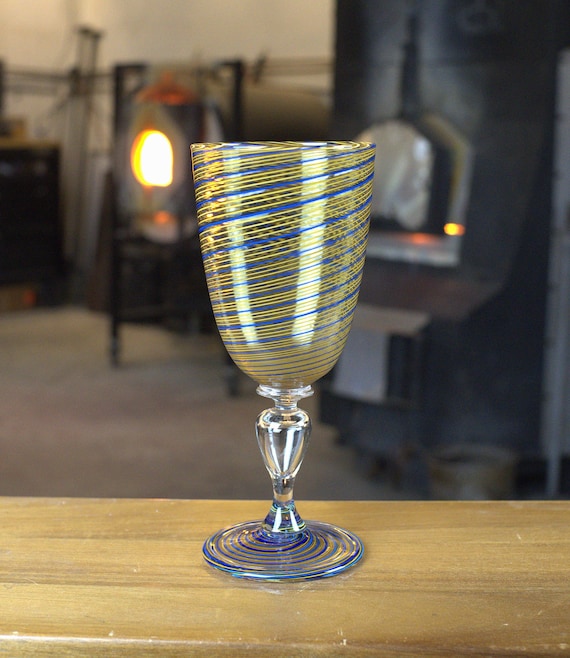 Jester Kelch Amber Blue Twist // Mundgeblasenes Glas