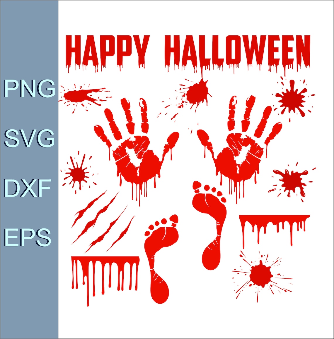 Happy Halloween Bloody handprint Blood SVG DXF PNG eps. Etsy