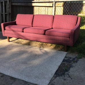 Mid century Modern Sofa couch like new plum