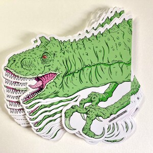 Dinosaur Pop Art Sticker, XL Vinyl Decal, Illustration - Green Varient