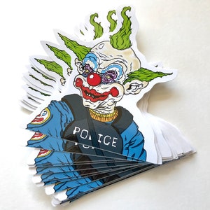 Shorty The Police Klown Vinyl Sticker - creepy clown art, 2021