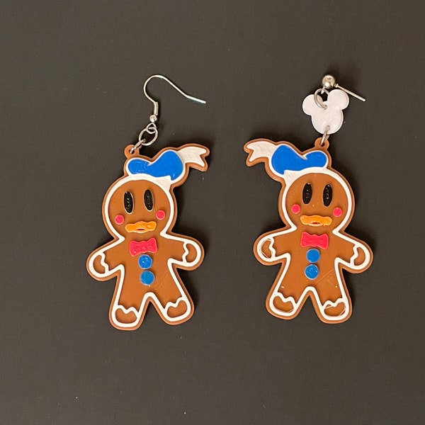 Donald Duck Christmas Gingerbread Man Earrings
