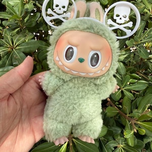 3D Printed Halloween Skull Crossbones Ear Accessory for NuiMO Dolls and Labubu Monsters