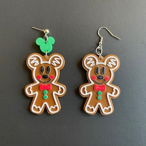 Boucles d'oreilles bonhomme en pain d'épice de Noël Mickey