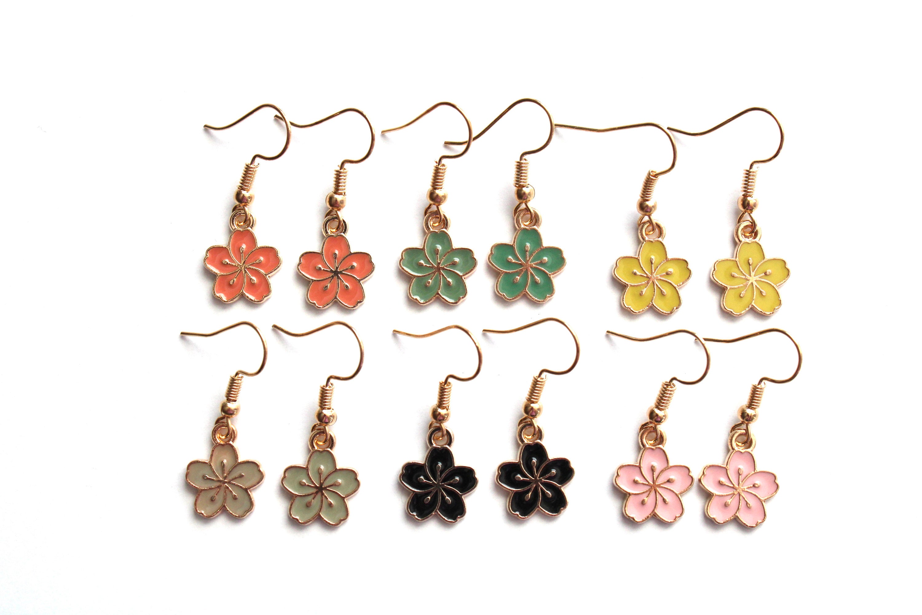 Colorful flower earrings colored enamel flower earrings Etsy