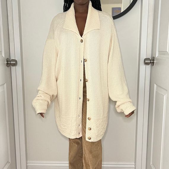 Vintage 90s cozy knit oversized cardigan - image 1