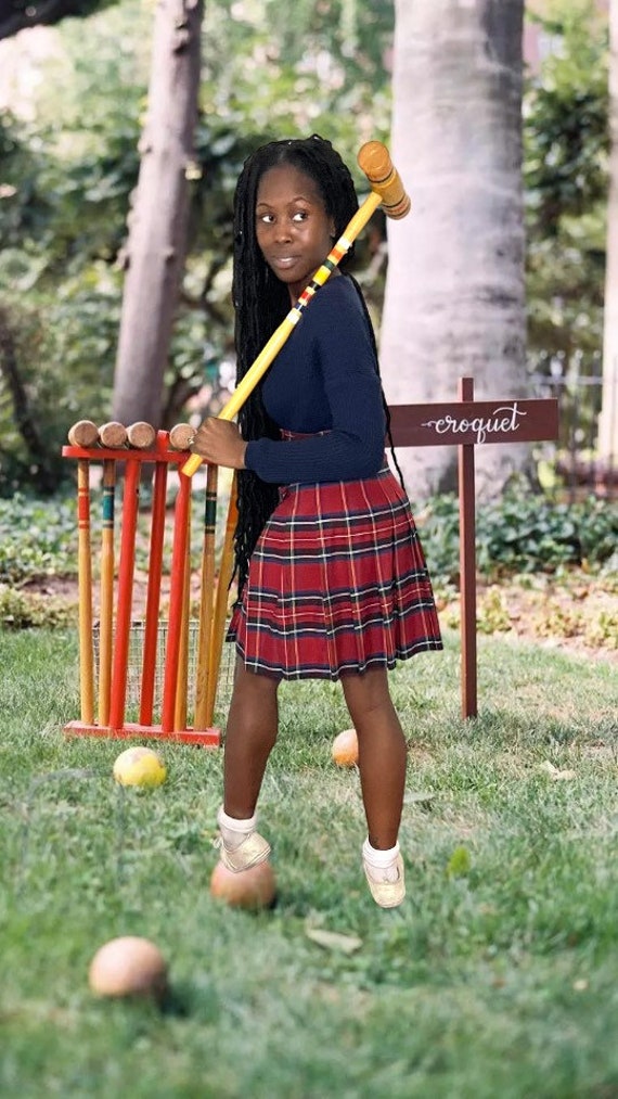 90s Vintage Plaid tennis skirt - image 4