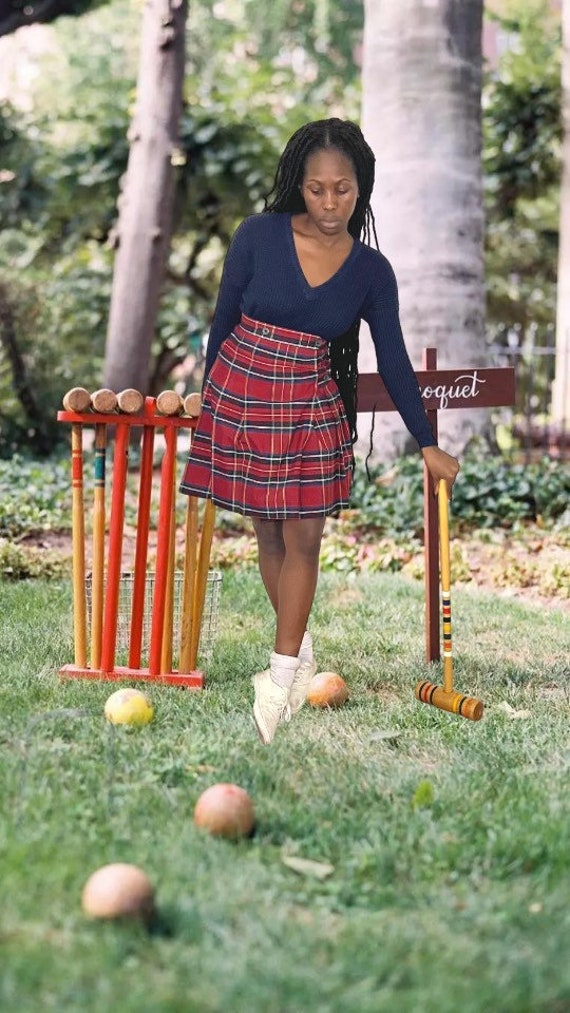 90s Vintage Plaid tennis skirt - image 3
